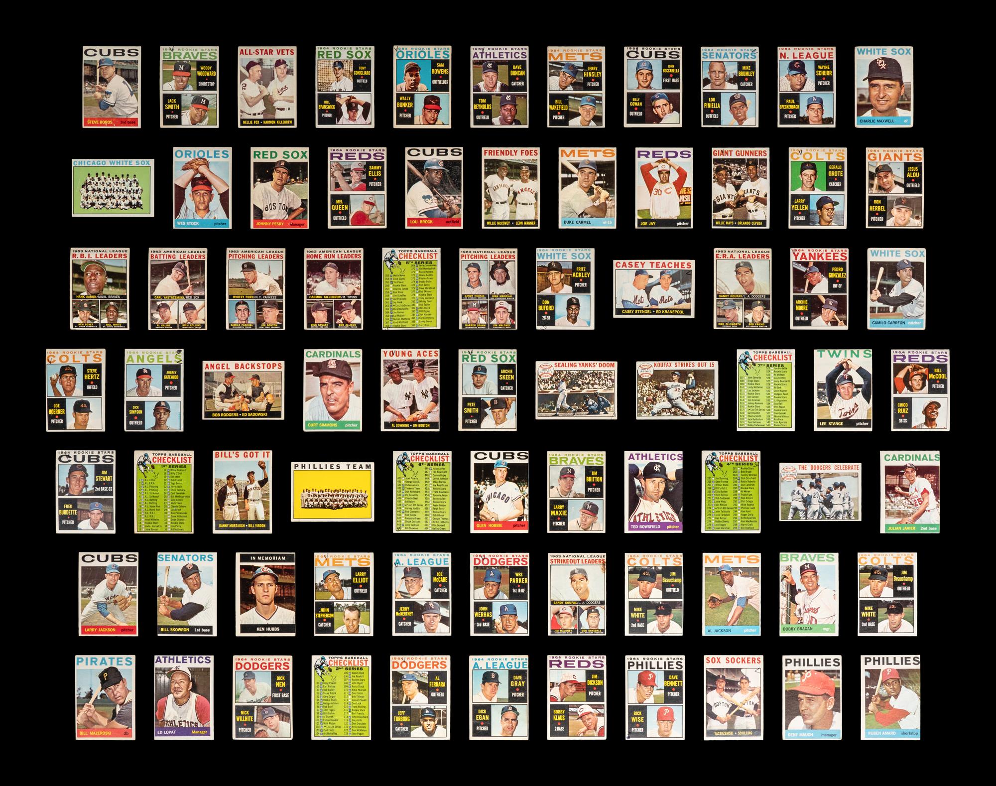 A Group of Over 75 1964 Topps Baseball Cards,