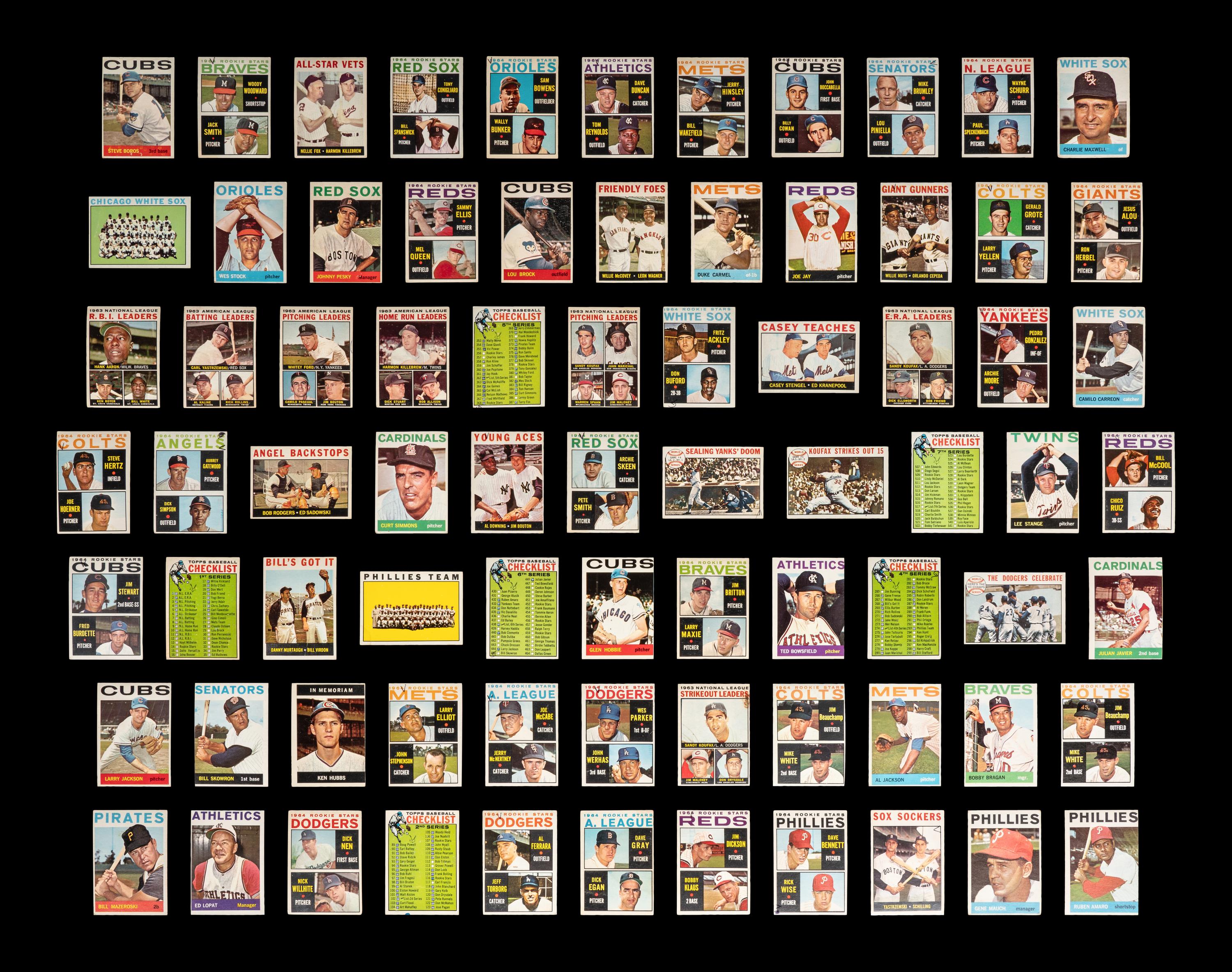 A Group of Over 75 1964 Topps Baseball Cards,