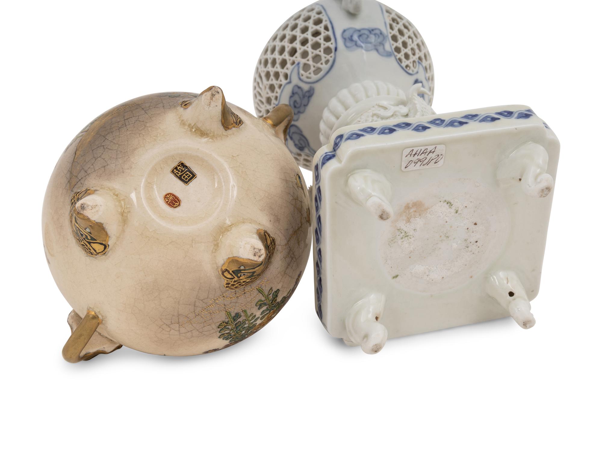 Two Japanese Porcelain Incense Burners, Koro