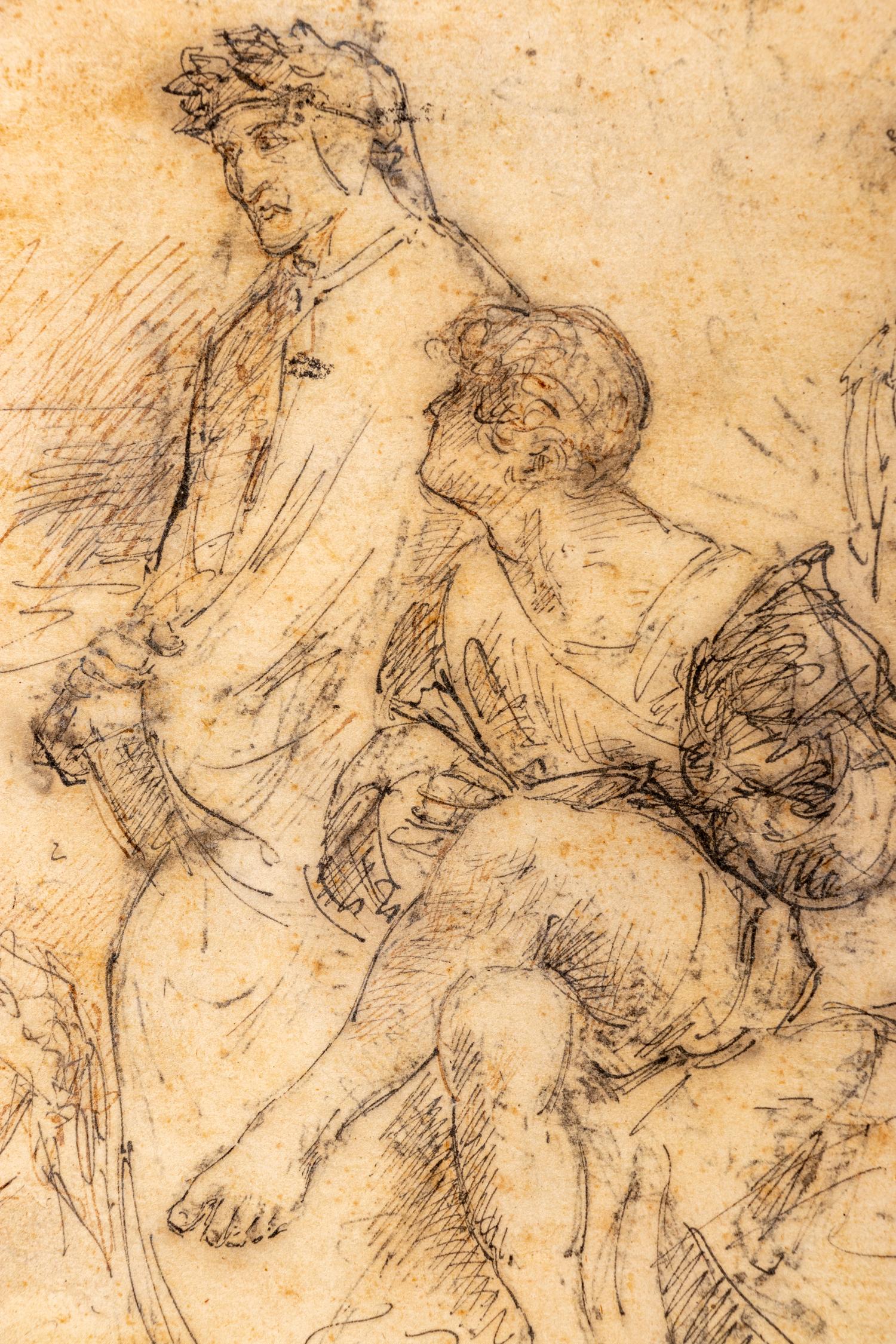 Dante Visiting the Envious Men , possibly after Gustav Doré (French, 1832- 1883), and Profile of an Old Man in the Manner of Leonardo da Vinci (Italian, 1452–1519)