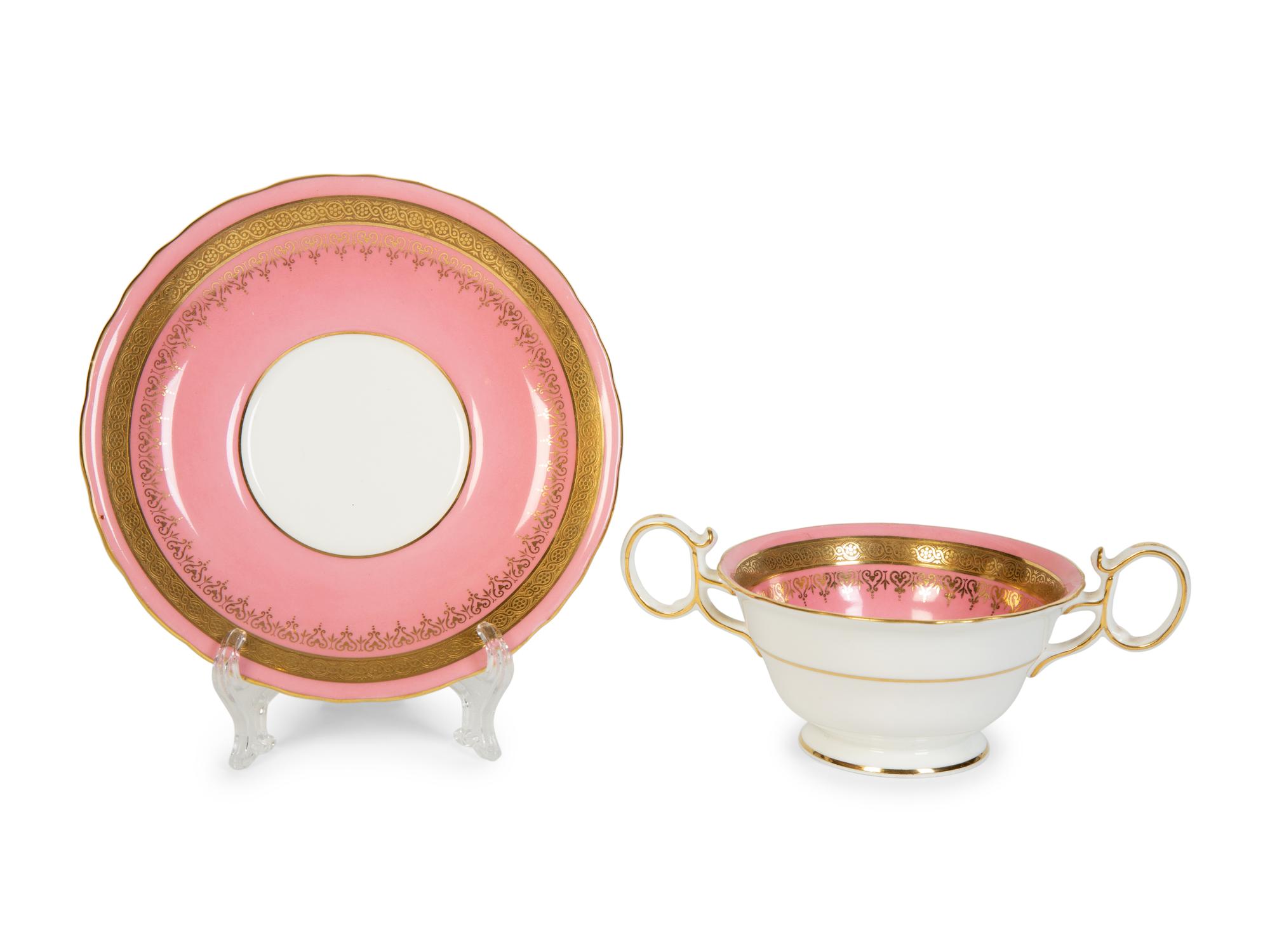A Set of Twelve Wedgwood Porcelain Bouillon Cups and Saucers — 20th Century