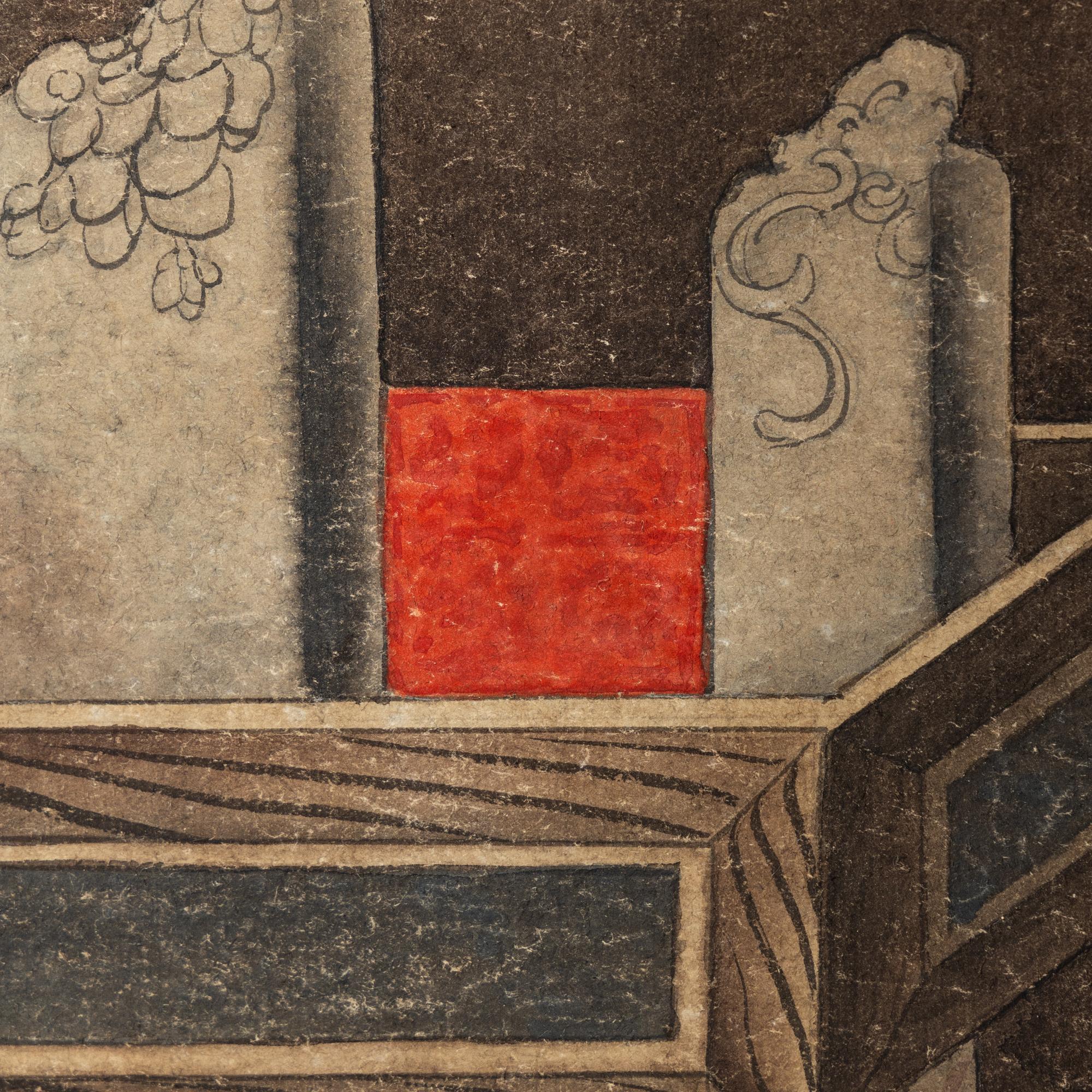 Attributed to Lee Taek-Gyun (Korean, 1808-after 1883) 李宅均（款） （朝鮮王朝，1808-1883以后） 《冊架圖》四扇屏
