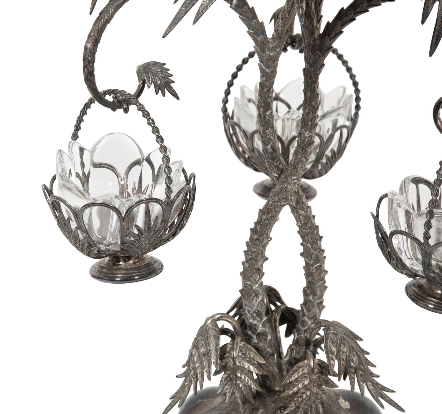 An English Silver-Plate Epergne and a Circular Plateau