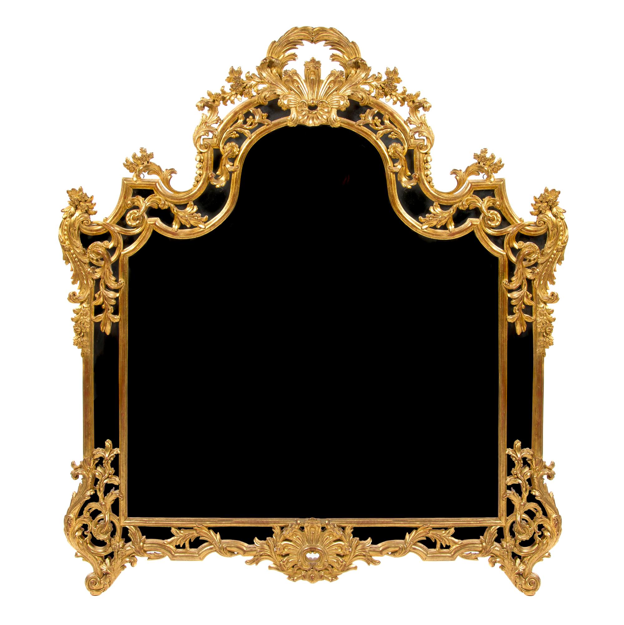 A Louis XV Style Giltwood Mirror, Height 65 x width 59 inches.