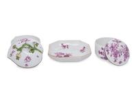 Three German Porcelain Articles with Puce Decoration