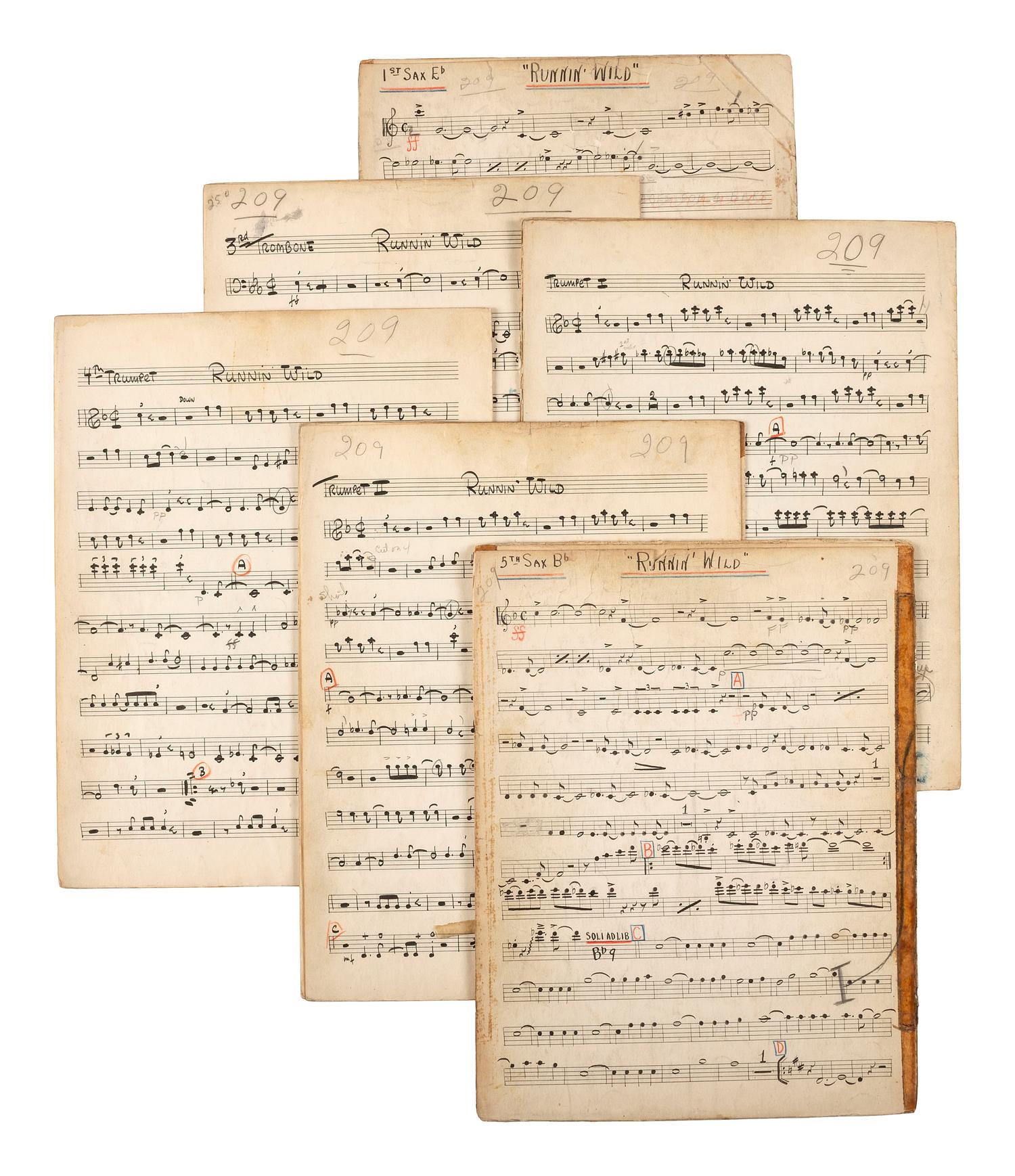 [WORLD WAR II] -- [MILLER, Glenn (1904-1944)]. World War II-era archive of manuscript scores and ephemera related to the Glenn Miller Army Air Force Band and associated musicians and orchestras.