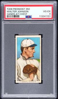A 1909-11 T206 Walter Johnson Hands At Chest Baseball Card (Piedmont) (PSA 4 VG-EX)