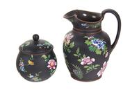 Two Pieces of Wedgwood Black Basalt Ware Height of talller 8 inches. — 20TH CENTURY