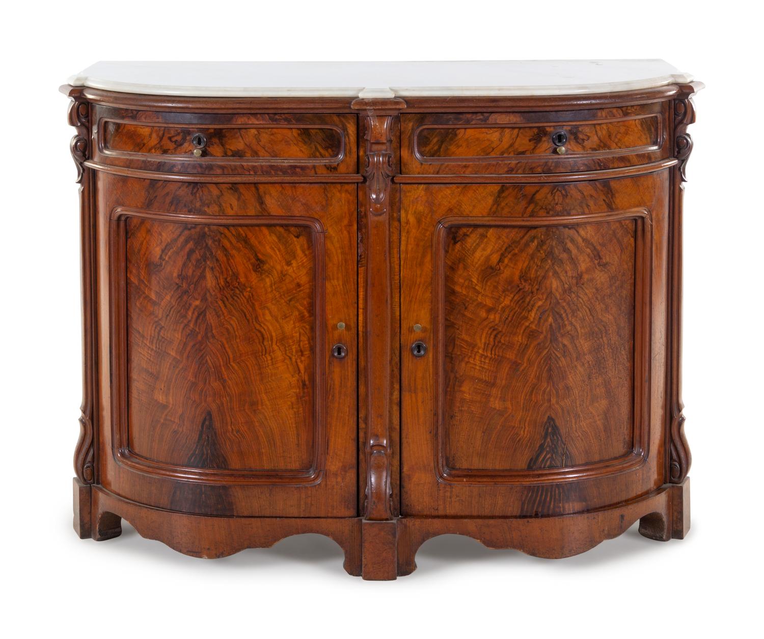 A Victorian Mahogany Marble-Top Parlor Cabinet