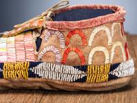 Sioux Beaded and Quilled Moccasins, with Horse Track Design