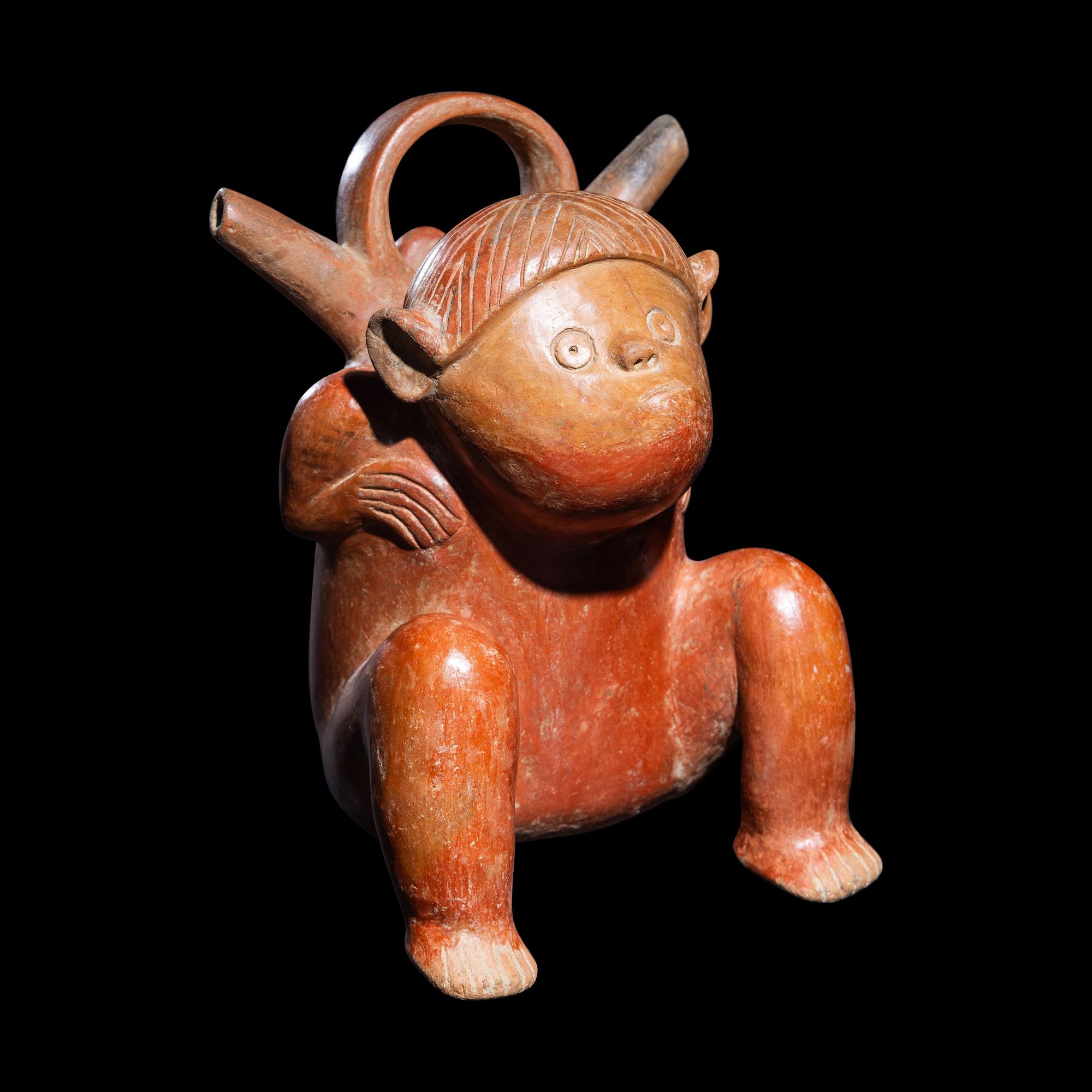 A Calima Terracotta Monkey Effigy Vessel