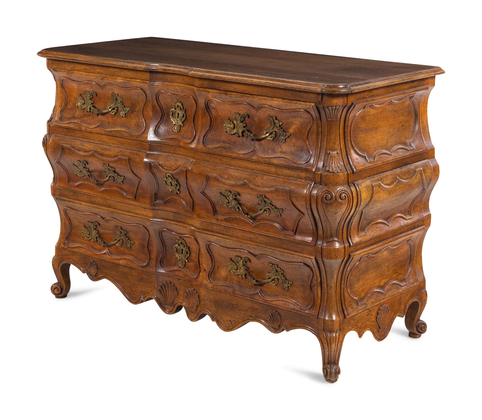 A French Provincial Shell-Carved Walnut Commode