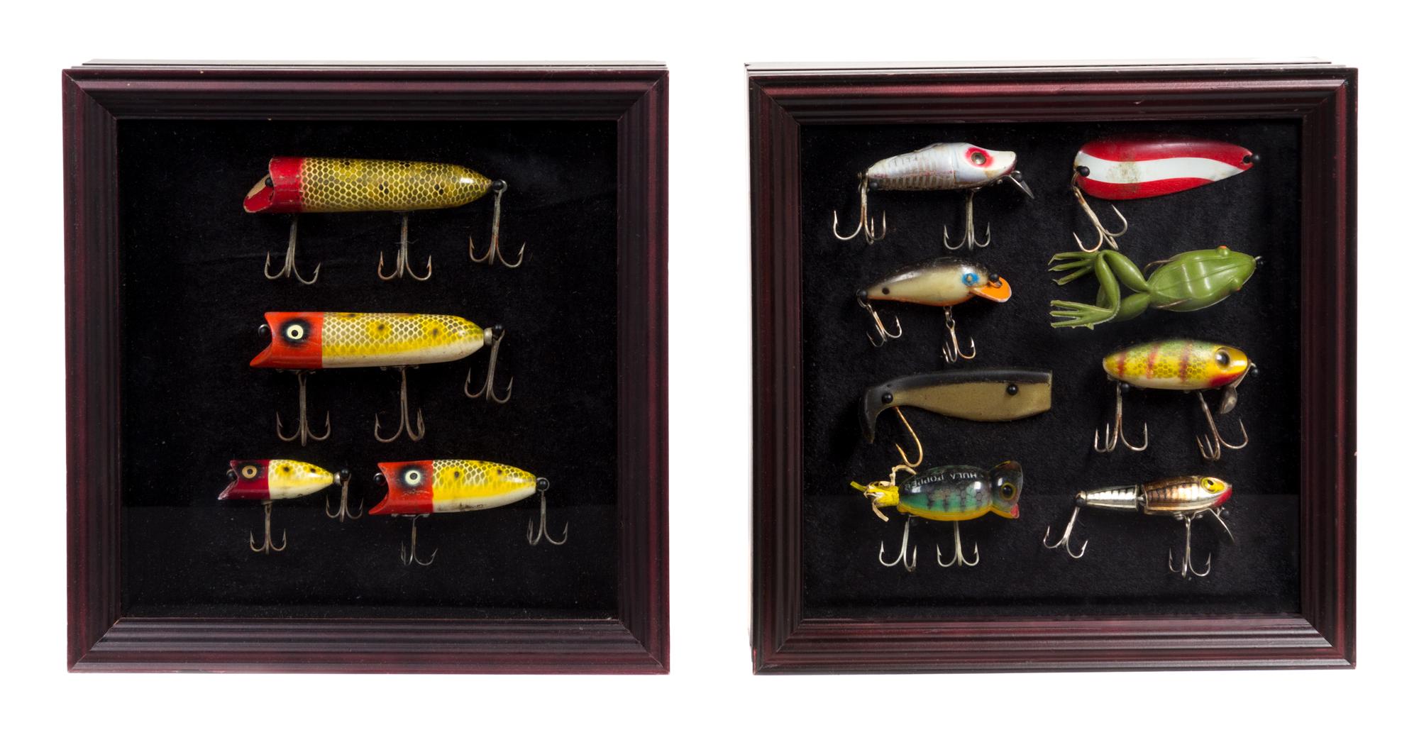 A Group of Decorative Articles Shadow boxes 9 3/8 x 9 3/8 inches.