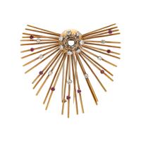 RETRO, ROSE GOLD, DIAMOND AND RUBY BROOCH