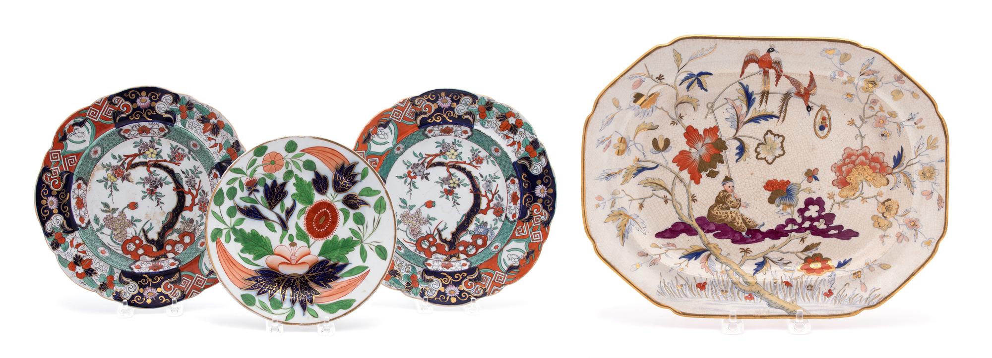 Three English Ironstone Plates and a Platter