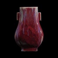 A Chinese Flambé-Glazed Vase, Fanghu , Six Character incised Xuantong Mark and Possibly of the Period 清宣統六字款 窯變釉雙耳方壺