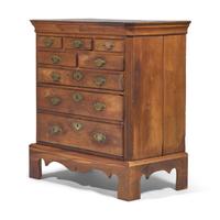 A Queen Anne Walnut Chest-on-Chest Top on Later Wood Base