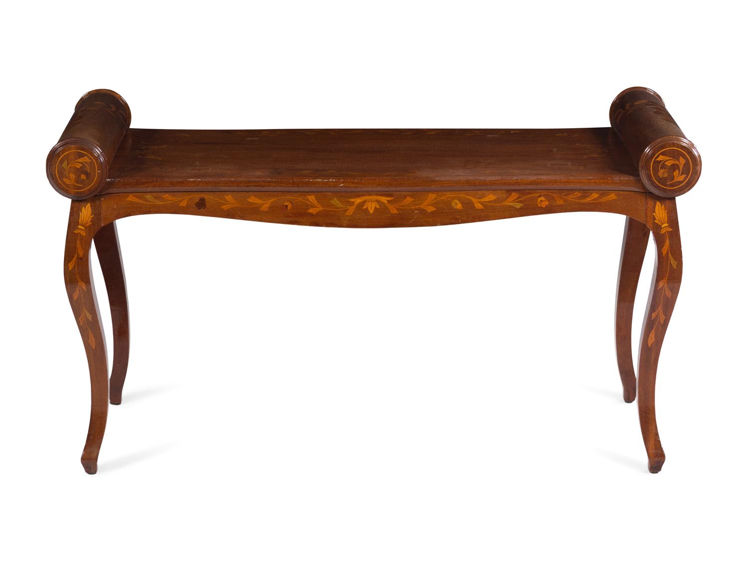 A Dutch Marquetry Hall Bench