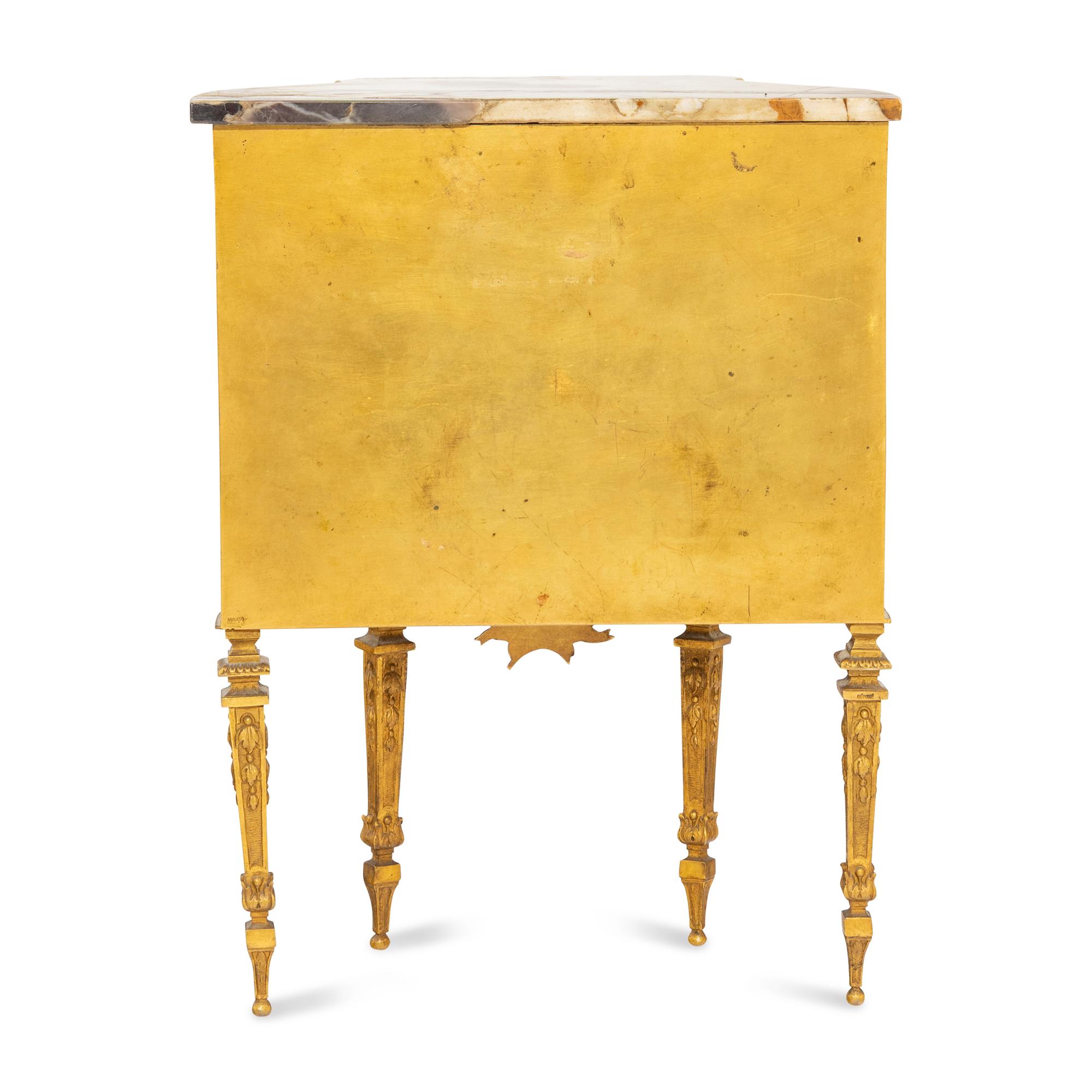 A Miniature Louis XVI Style Gilt Bronze Marble-Top Cabinet