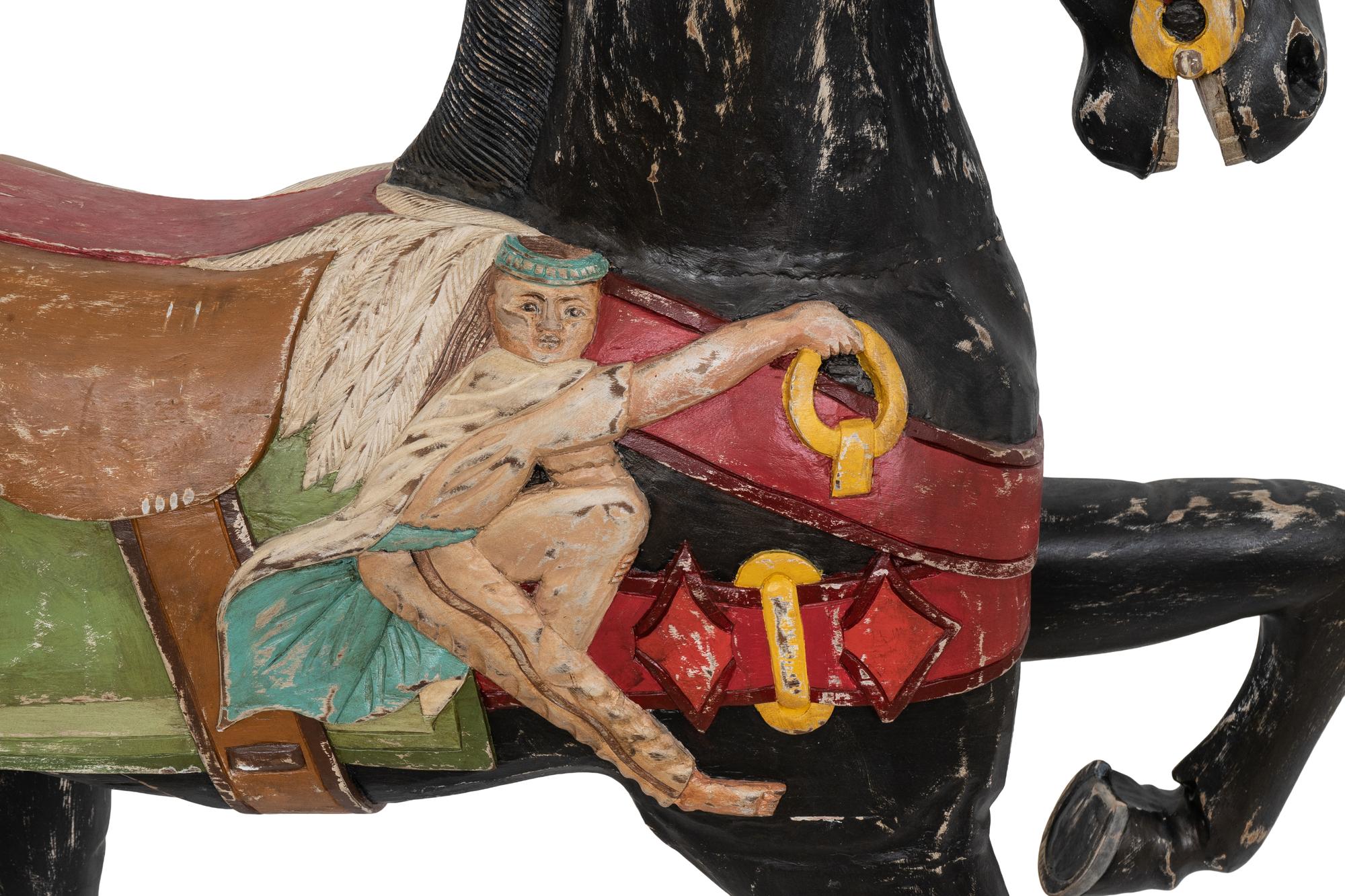 A Polychrome Decorated Standing Carousel Horse in the Manner of Gustave Dentzel