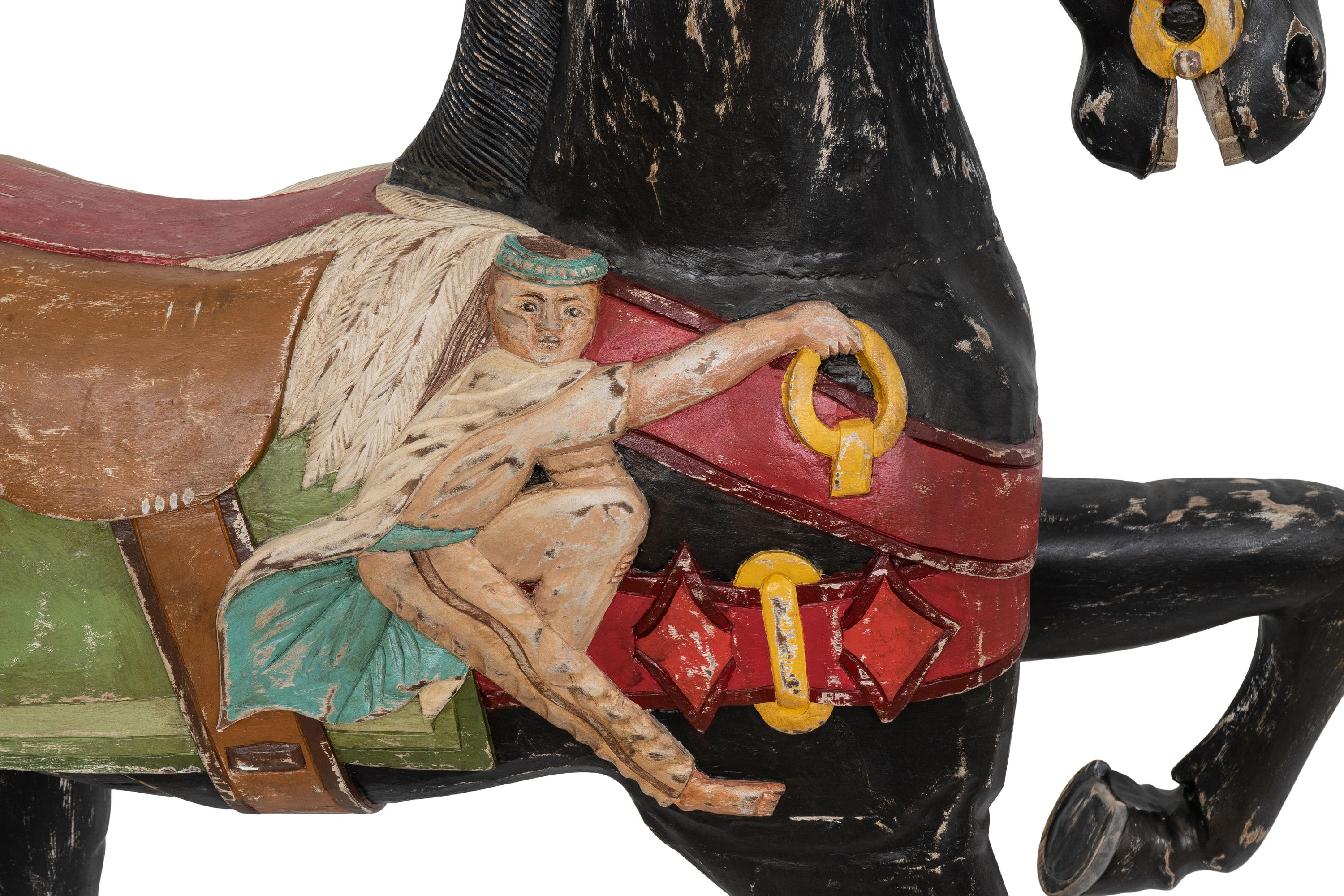 A Polychrome Decorated Standing Carousel Horse in the Manner of Gustave Dentzel