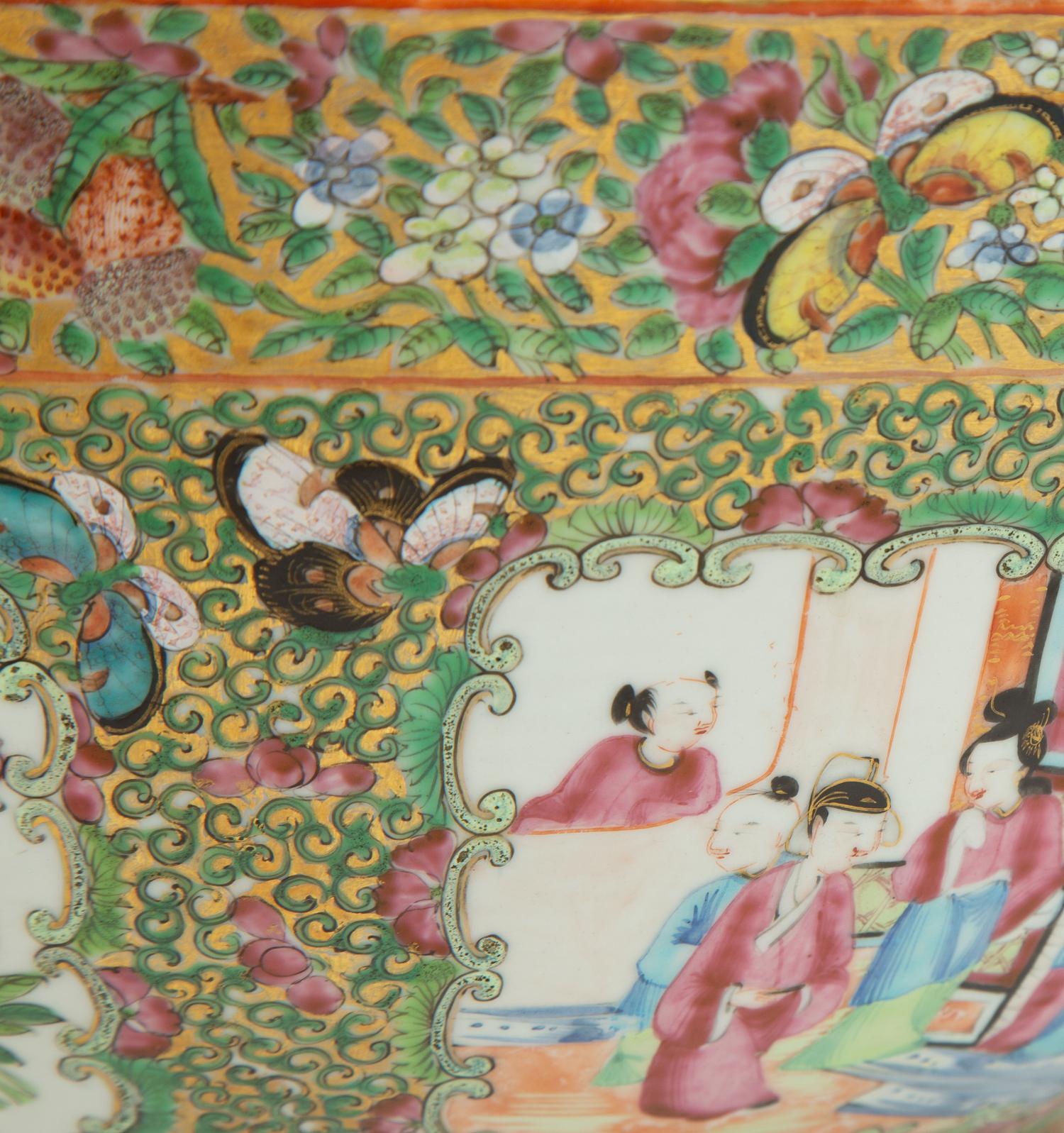 A Rose Canton Porcelain Punch Bowl