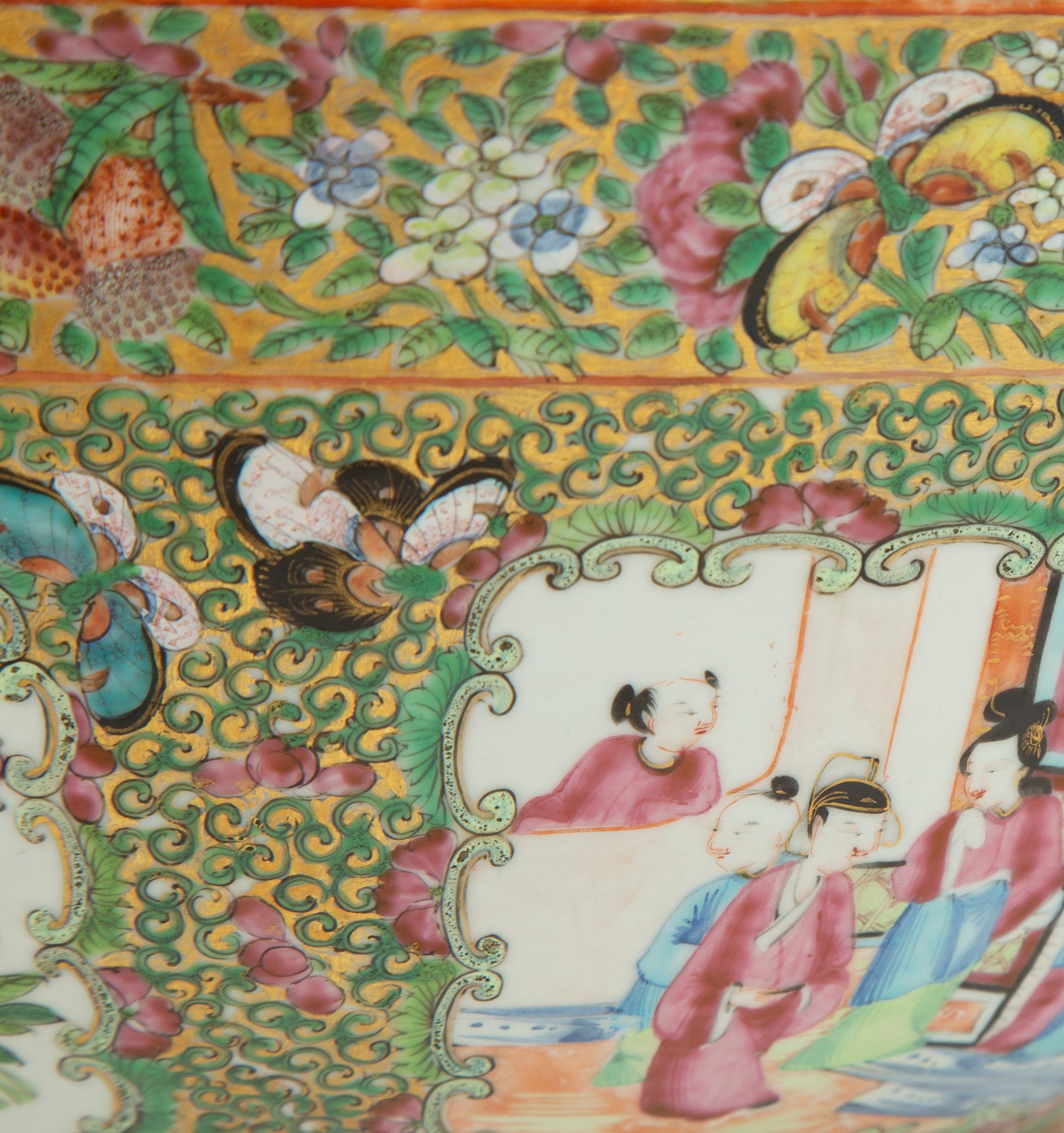 A Rose Canton Porcelain Punch Bowl