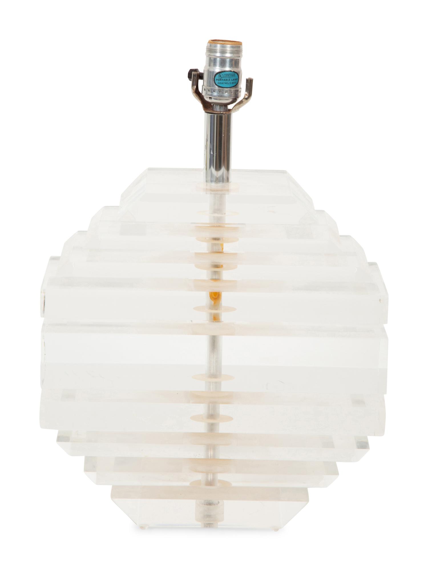 A Stacked Acrylic Table Lamp Attributed to Karl Springer