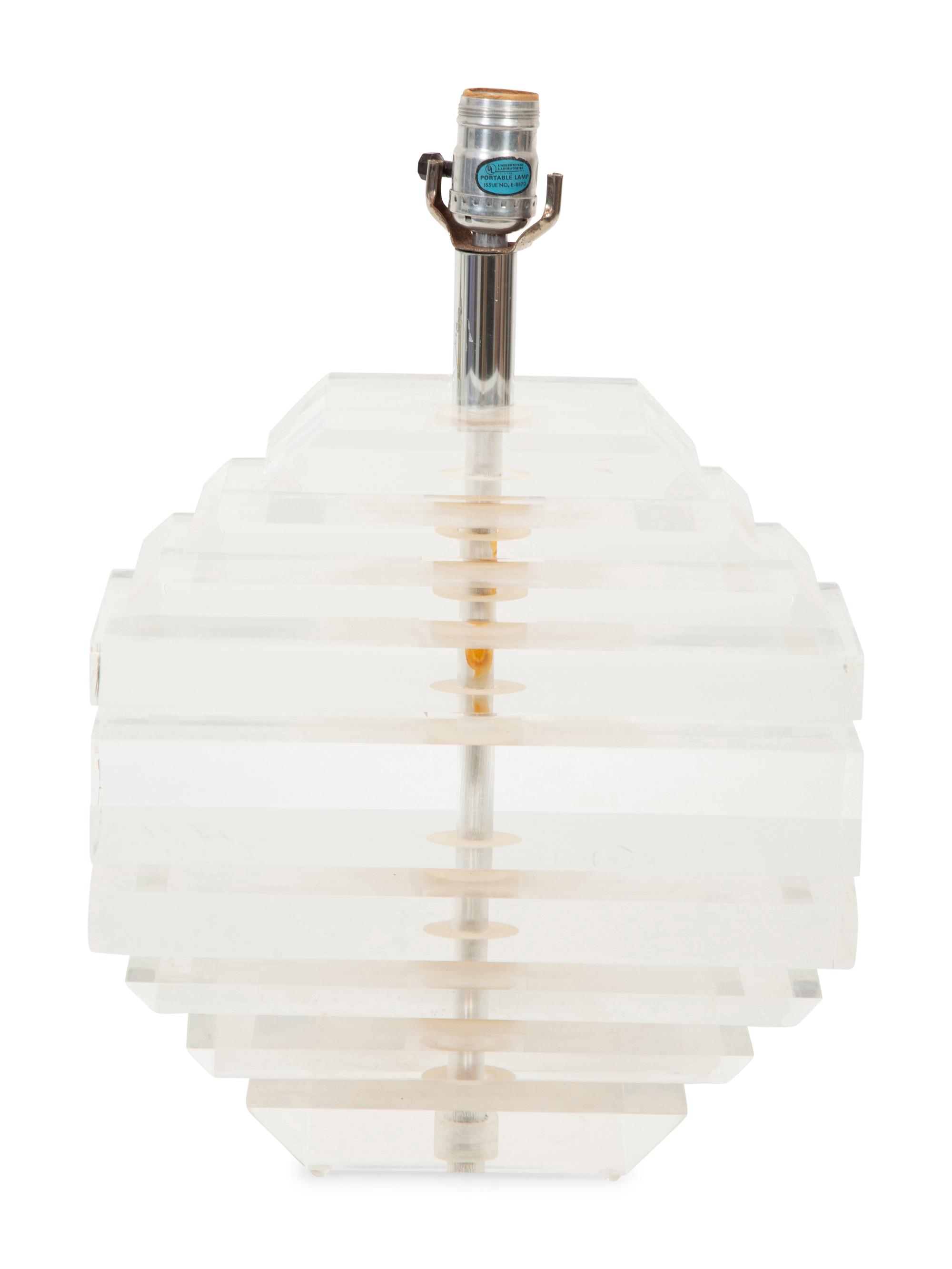A Stacked Acrylic Table Lamp Attributed to Karl Springer