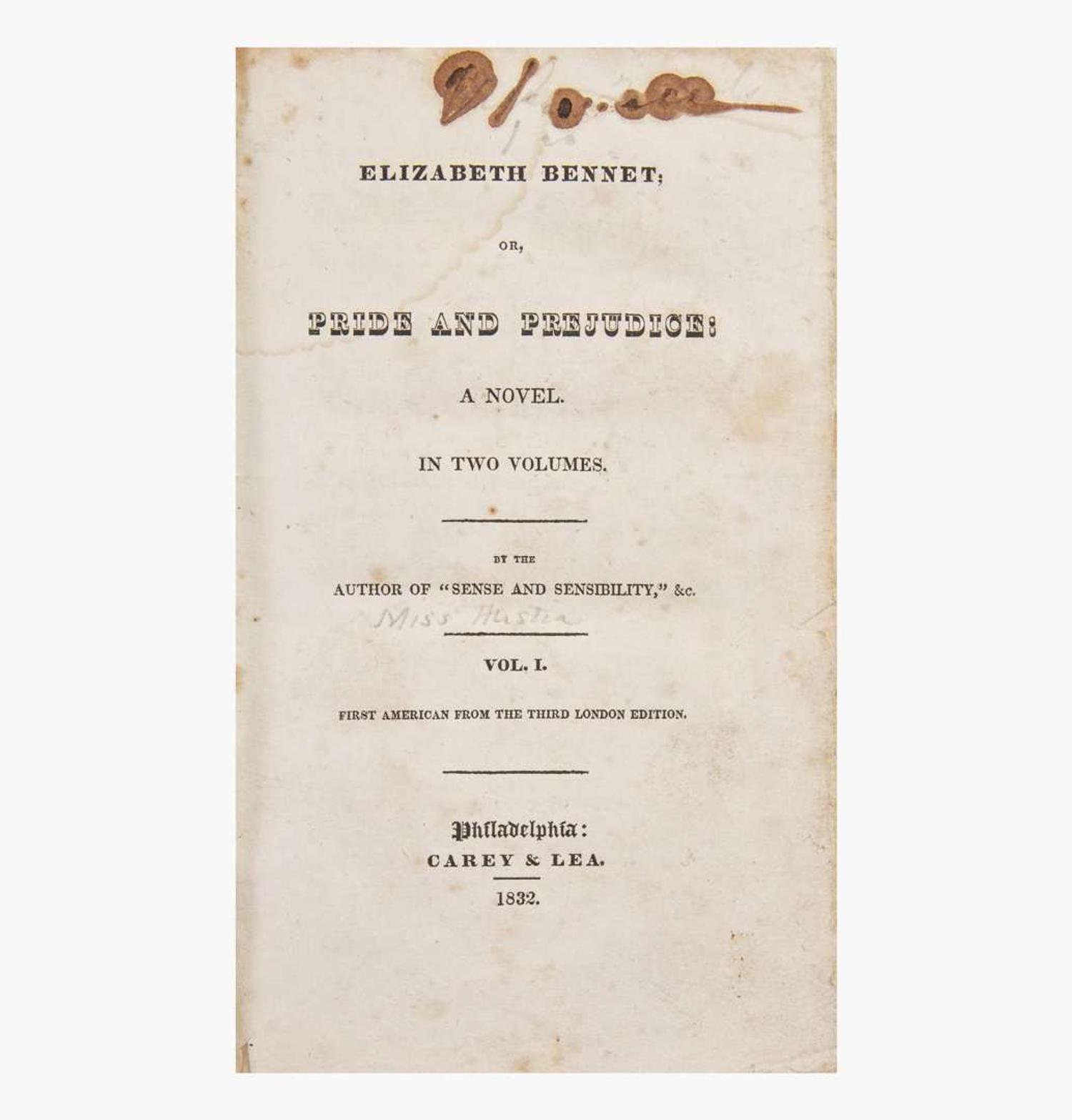 [Literature] (Austen, Jane) Elizabeth Bennet; or, Pride and Prejudice: A Novel