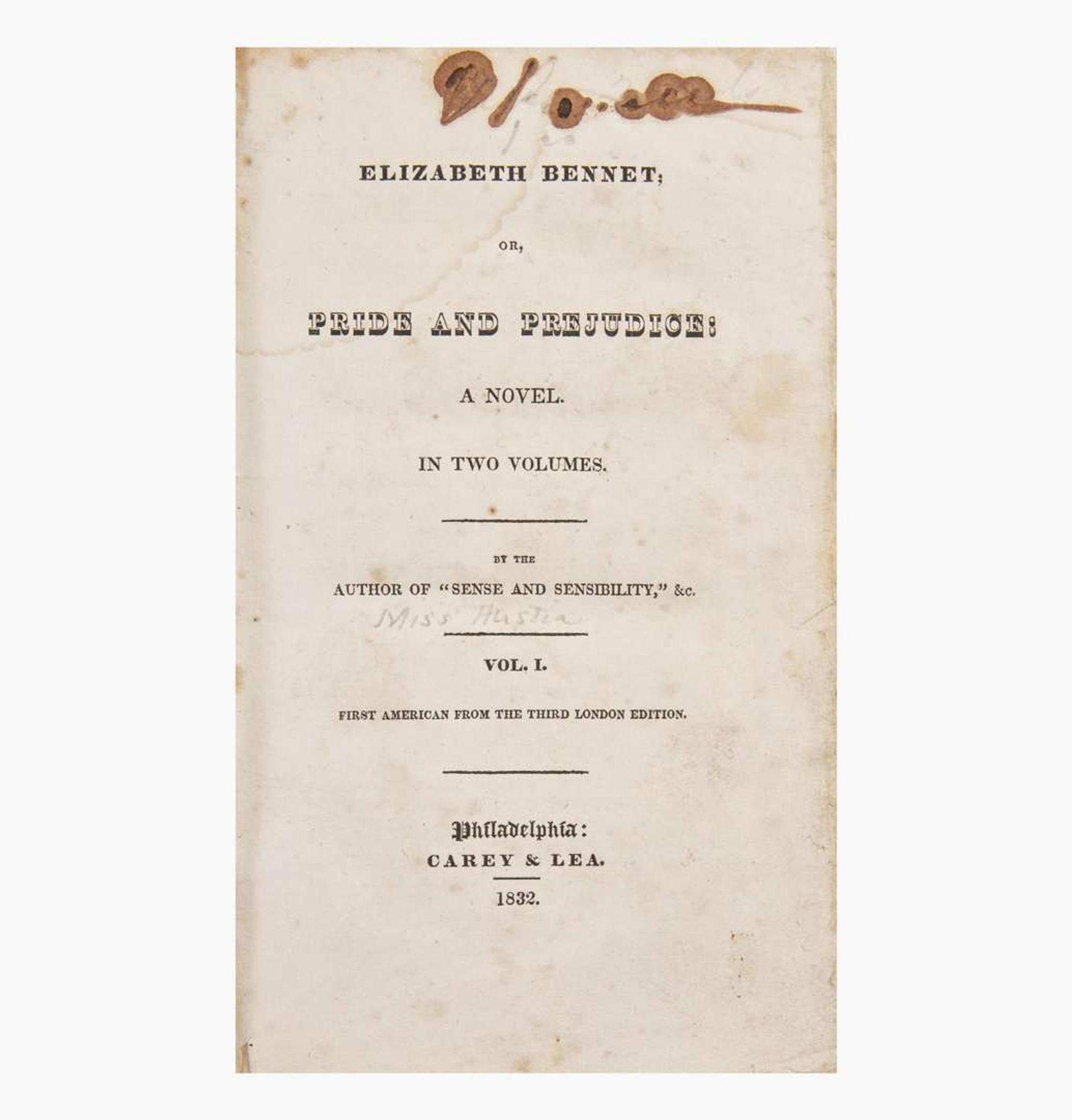 [Literature] (Austen, Jane) Elizabeth Bennet; or, Pride and Prejudice: A Novel