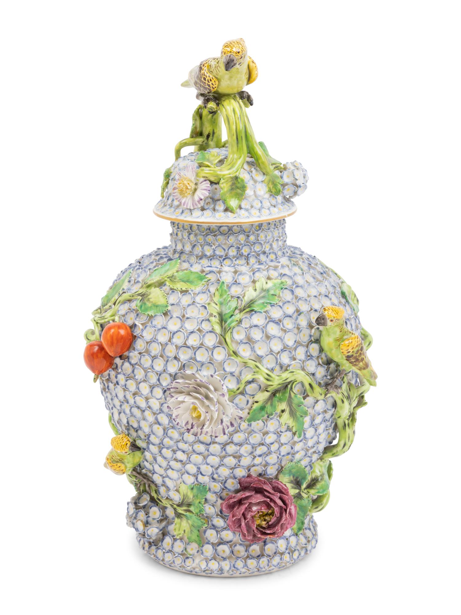 A German Porcelain 'Schneeballen' Urn and Cover Attributed to Meissen