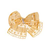 BICOLOR GOLD AND DIAMOND BOW BROOCH