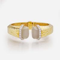 An 18K Yellow Gold, Diamond, and Rock Crystal Bracelet