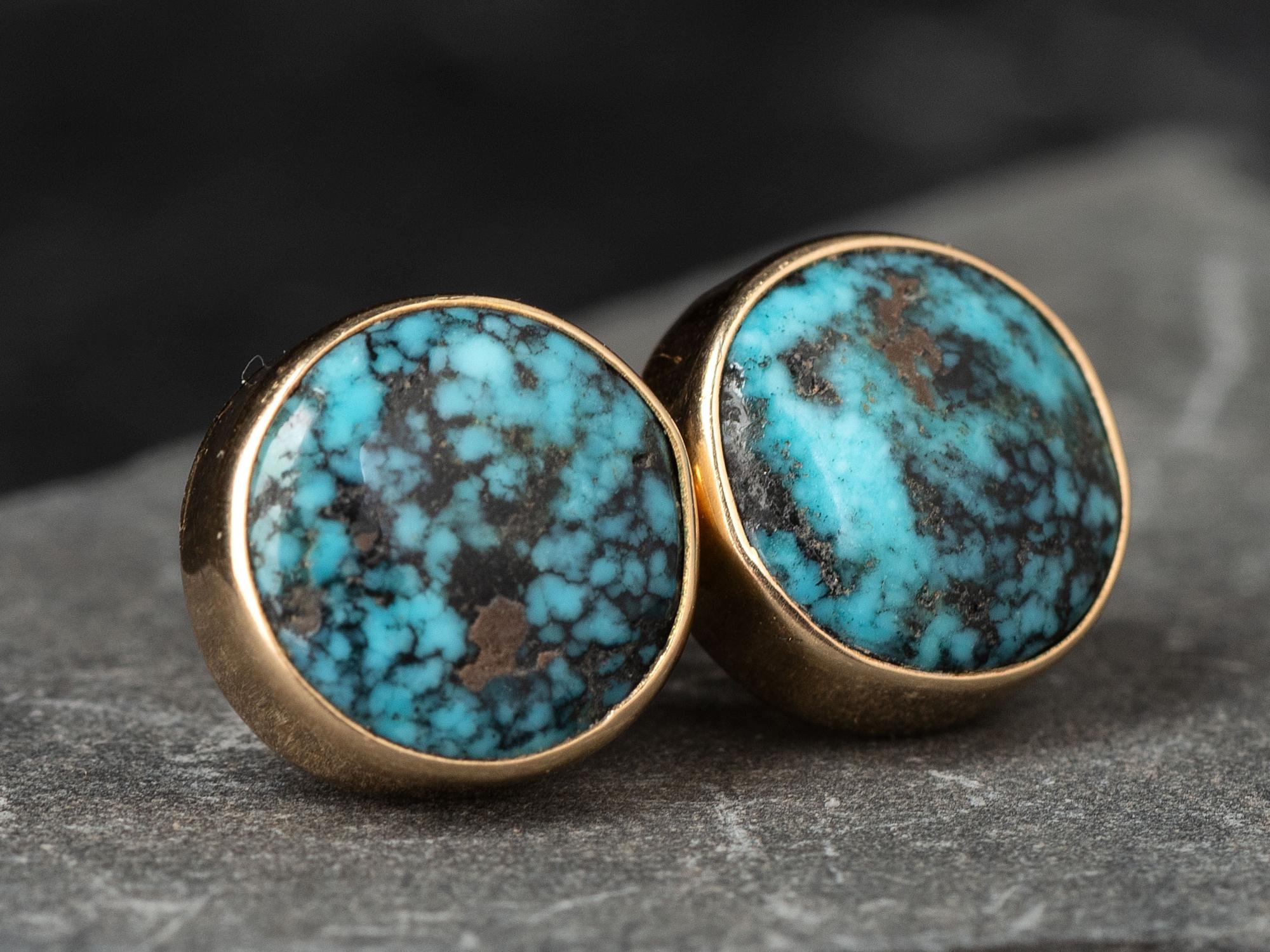 Southwestern 14K Gold and Turquoise Post Earrings