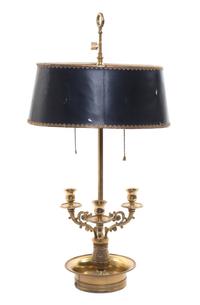 An Empire Style Gilt Metal Bouillotte Lamp Height 25 3/4 inches.