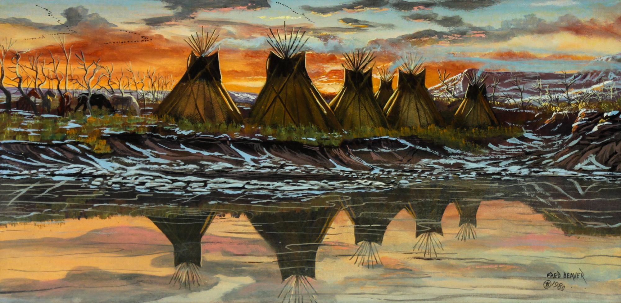 Fred Beaver, (American, 1911-1980), Landscape at Sunset, 1980