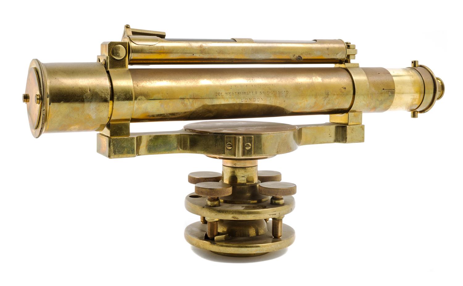 An English Brass Surveyor's Level Length 15 1/4 inches. — J. & W.E. ARCHBUTT, LONDON, LATE 19TH CENTURY