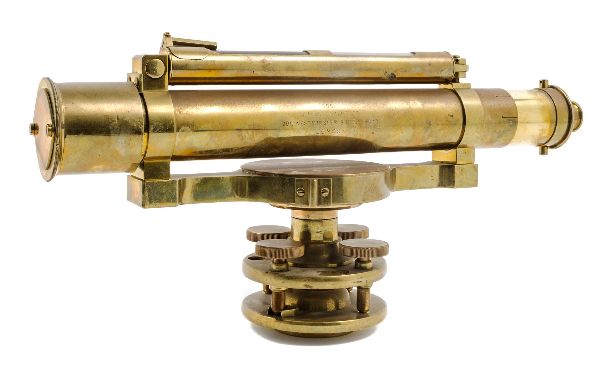 An English Brass Surveyor's Level Length 15 1/4 inches. — J. & W.E. ARCHBUTT, LONDON, LATE 19TH CENTURY