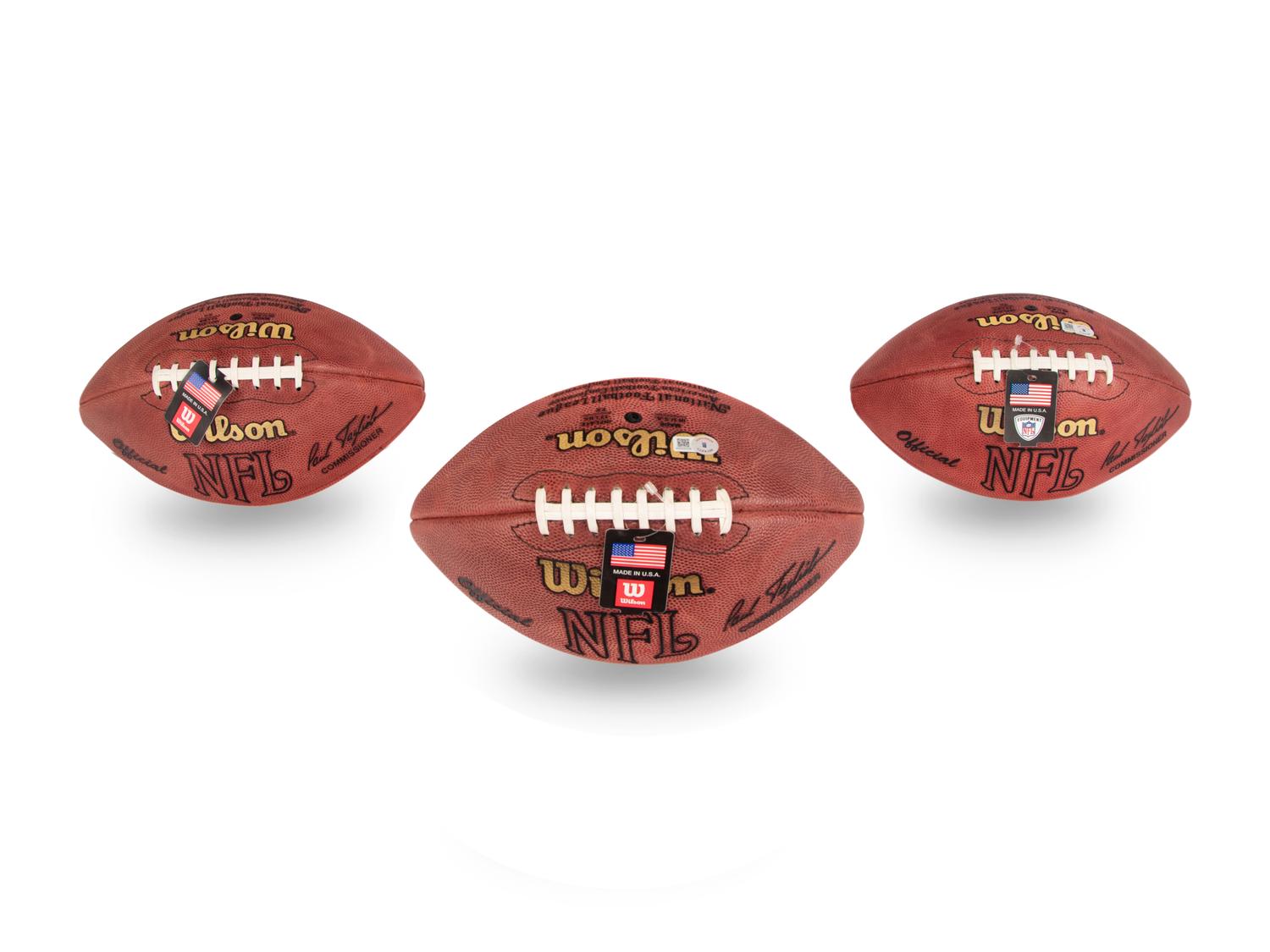A Group of Three Chicago Bears Hall of Fame Signed Autograph Wilson Official Game Footballs Including Gale Sayers (Beckett Authentication Services BAS Certified),