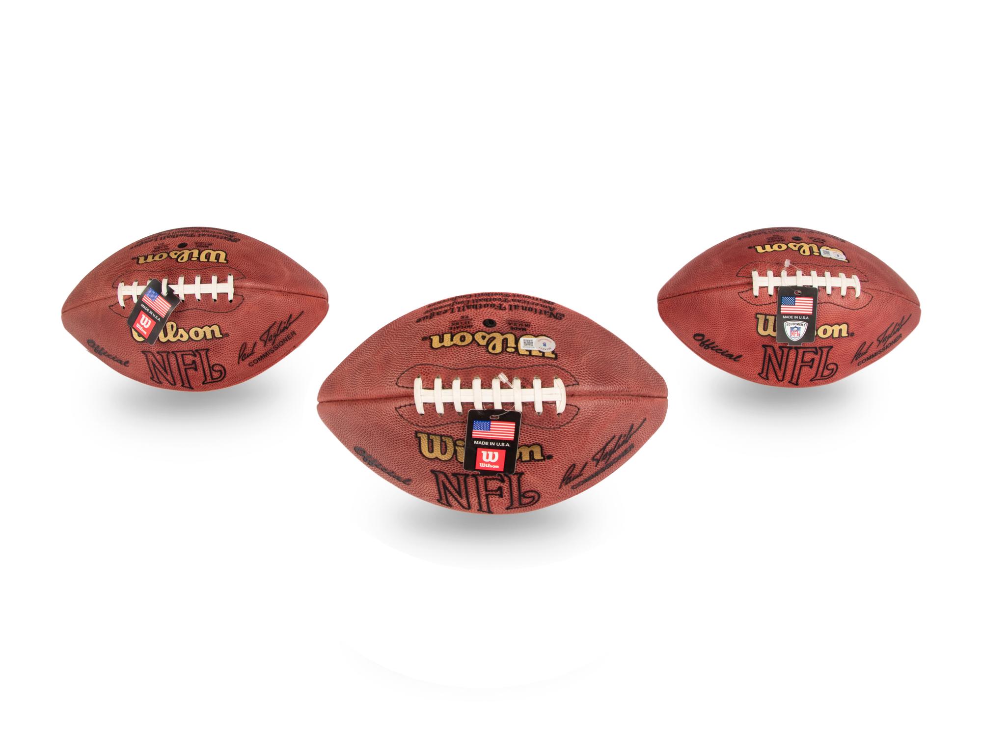 A Group of Three Chicago Bears Hall of Fame Signed Autograph Wilson Official Game Footballs Including Gale Sayers (Beckett Authentication Services BAS Certified),