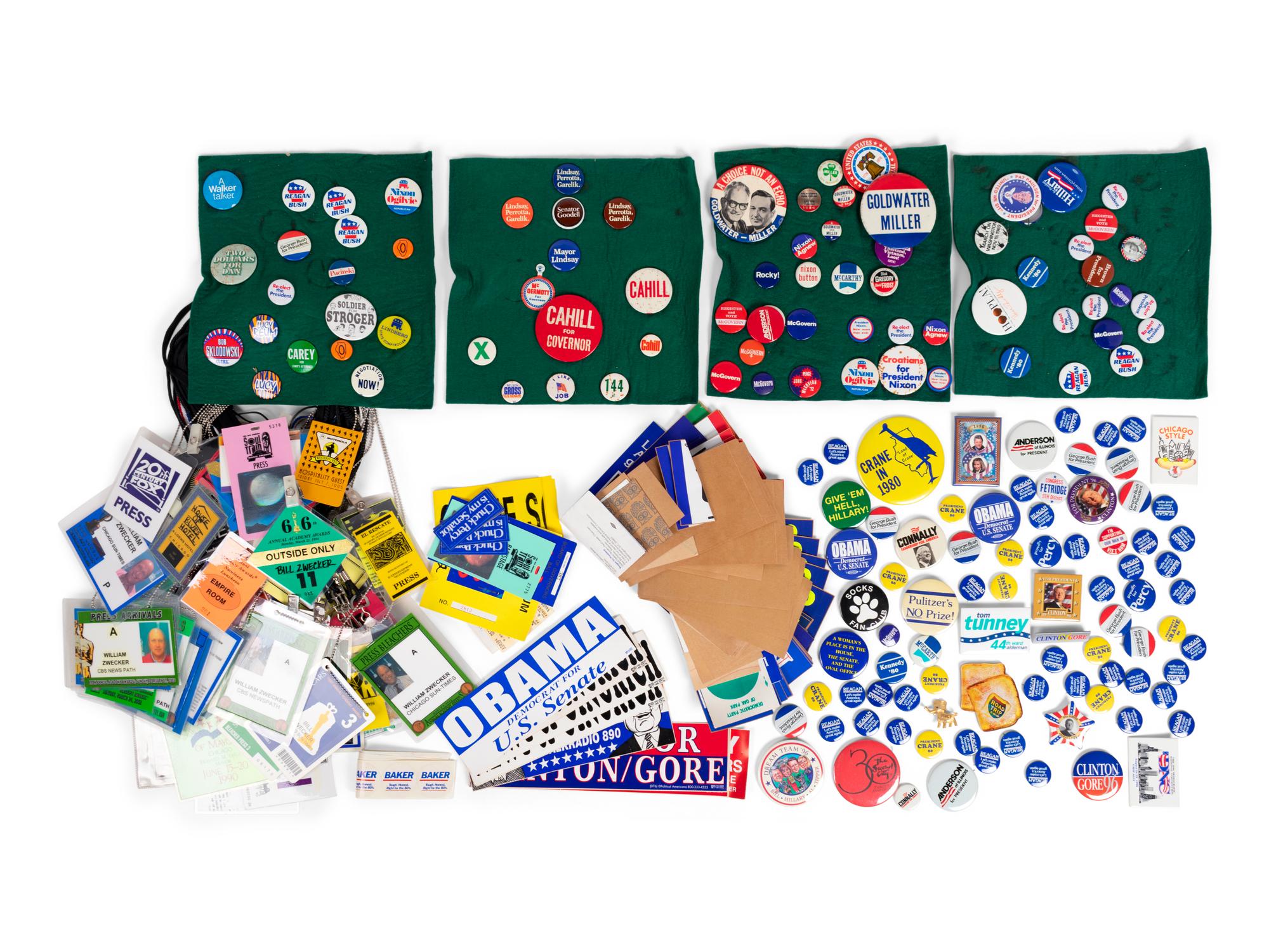 (Politics Memorabilia) Assorted political campaign materials, comprising: