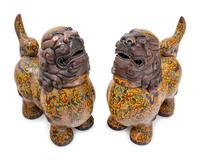 Three Chinese Yellow Ground Cloisonné Enameled Figural Articles