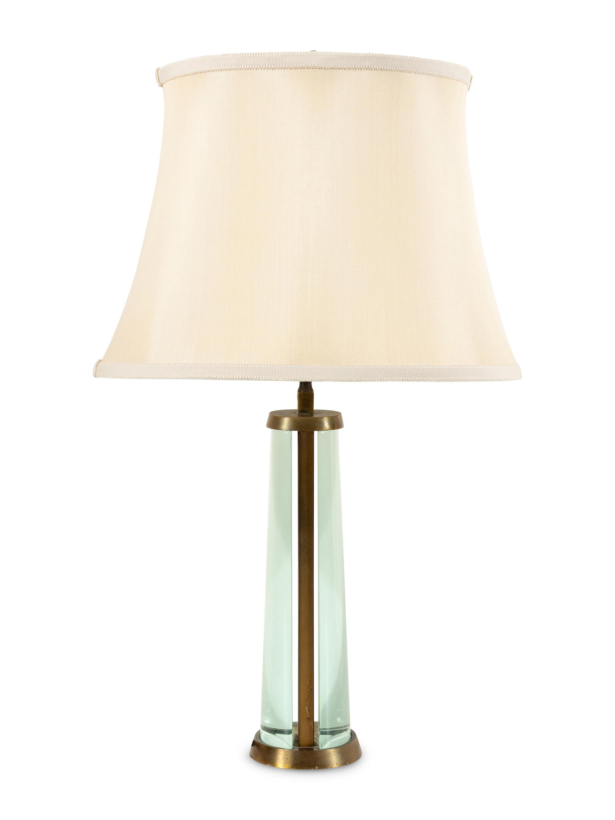 A Fontana Arte Glass and Gilt Brass Table Lamp