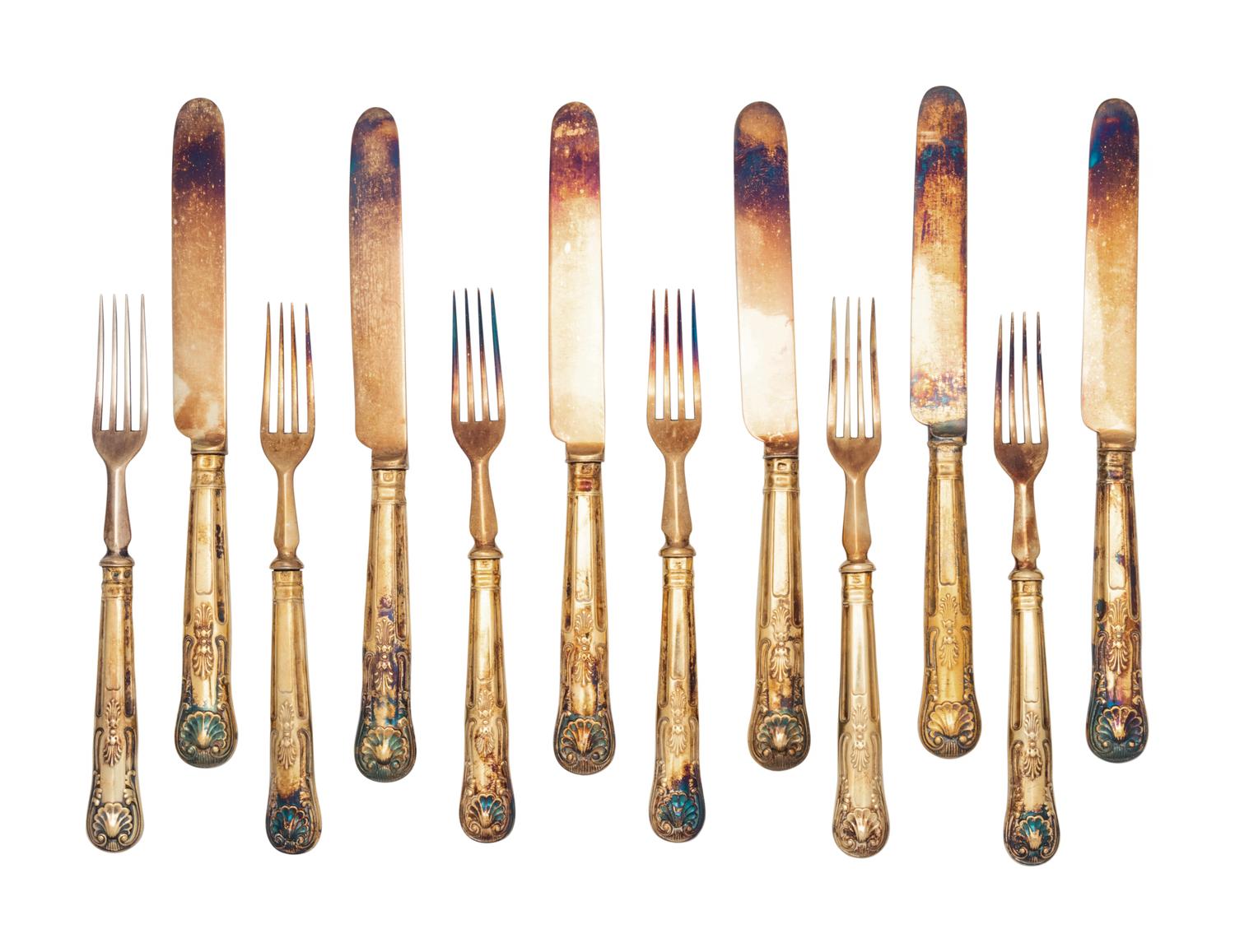 A Victorian Cased Silver-Gilt Dessert Service