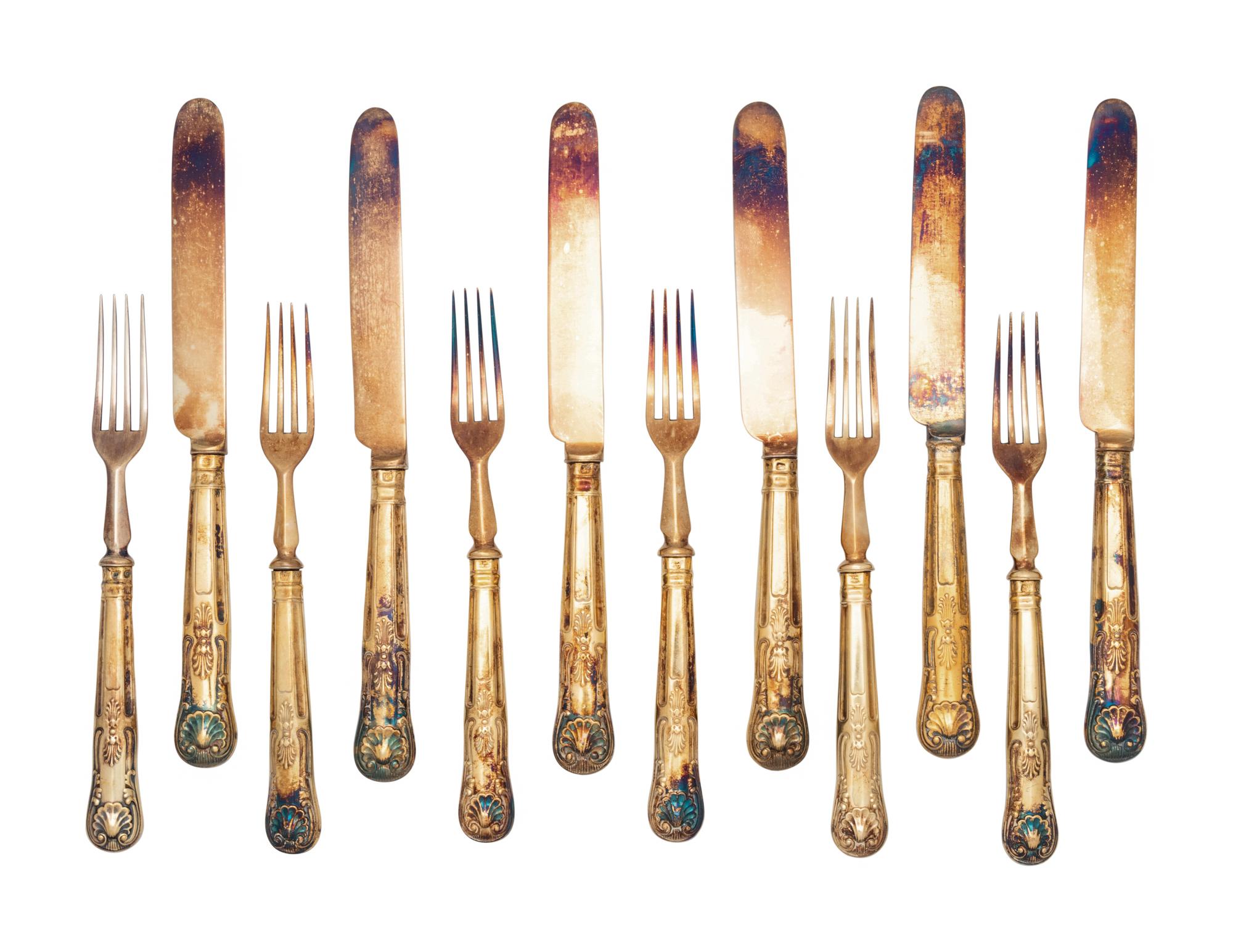 A Victorian Cased Silver-Gilt Dessert Service