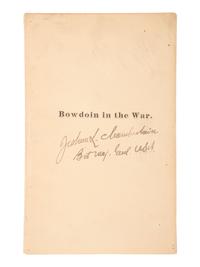 [CHAMBERLAIN, Joshua Lawrence (1828-1914)]. 1858 Bowdoin College yearbook with signatures and photographs of Joseph S. CHAMBERLAIN, Alpheus S. PACKARD, and others. [ With :] Bowdoin in the War. SIGNED by Chamberlain.