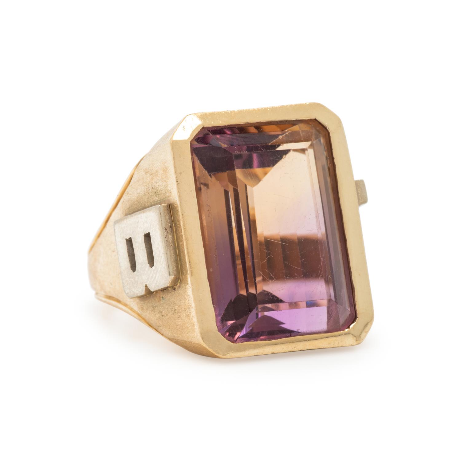 Yellow Gold and Ametrine Ring