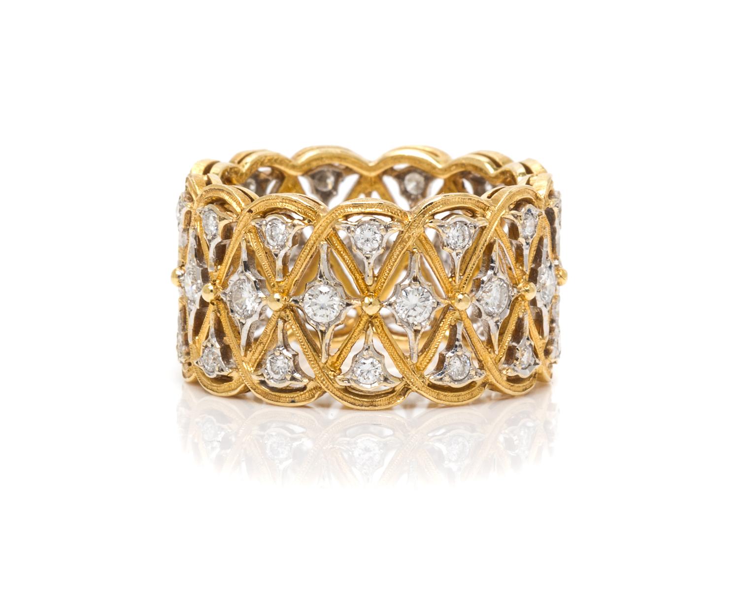 An 18 Karat Bicolor Gold and Diamond Band, Buccellati, 4.40 dwts.
