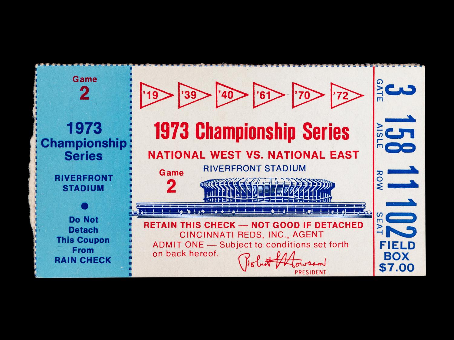 A Group of 1970s Cincinnati Reds Pete Rose Riverfront Stadium Ephemera (Including National League Playoffs, World Series),